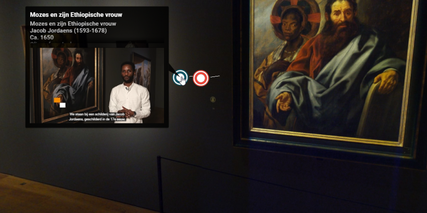Printscreen of virtuele tour met zicht op schilderij en video met Baudouin