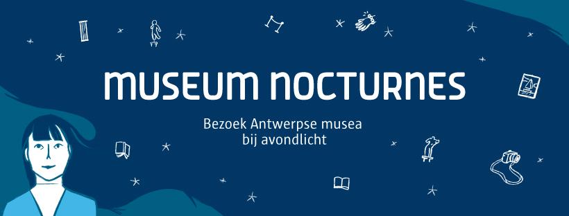 tekening van een vrouw en de tekst MUSEUM NOCTURNES